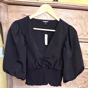 Express Black Puff Sleeve Blouse